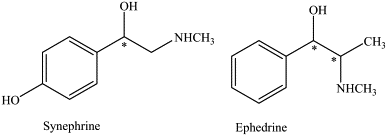 Synephrine and ephedrine chemical structure